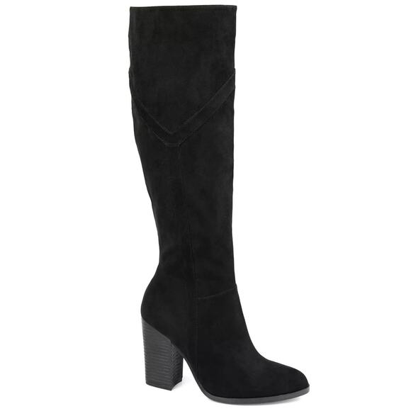 Journee Collection Women Kyllie Block Heel Riding Boot Sz US 8.5 Wide Calf Black - Picture 1 of 6